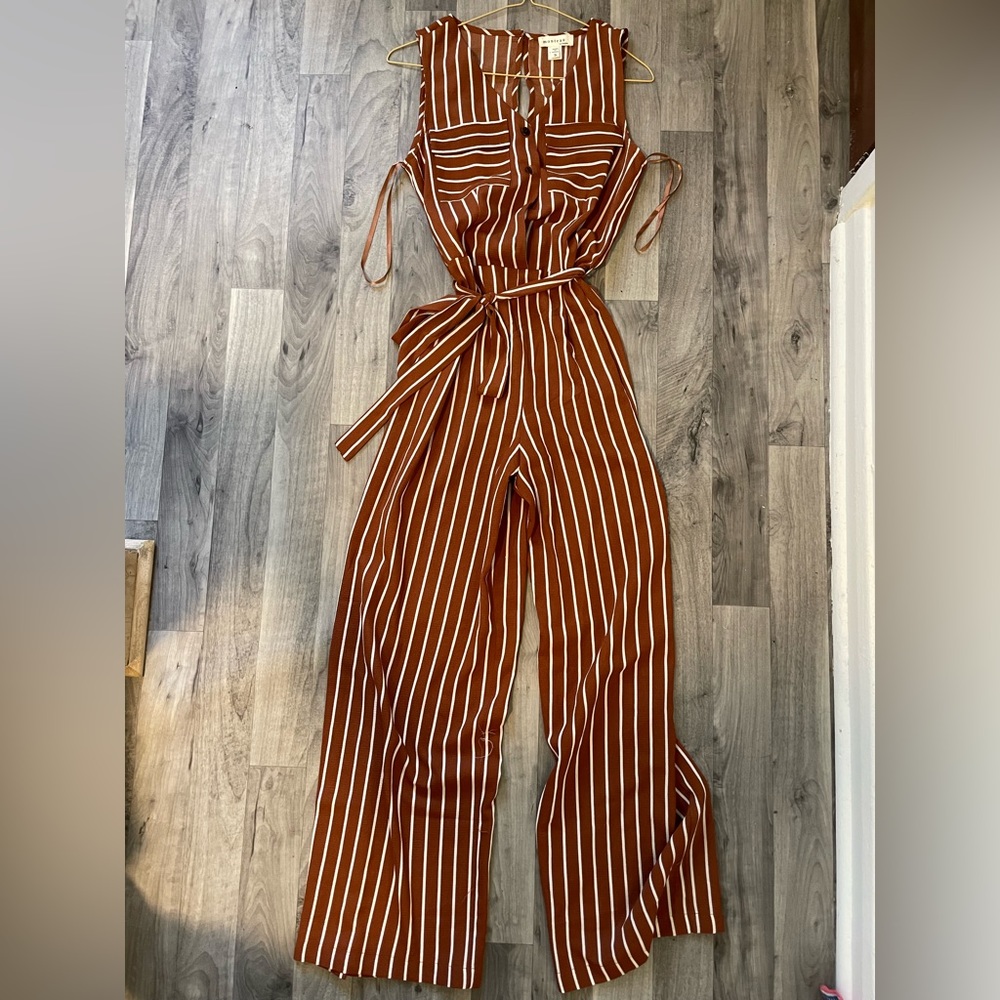 Brown striped jumpsuit